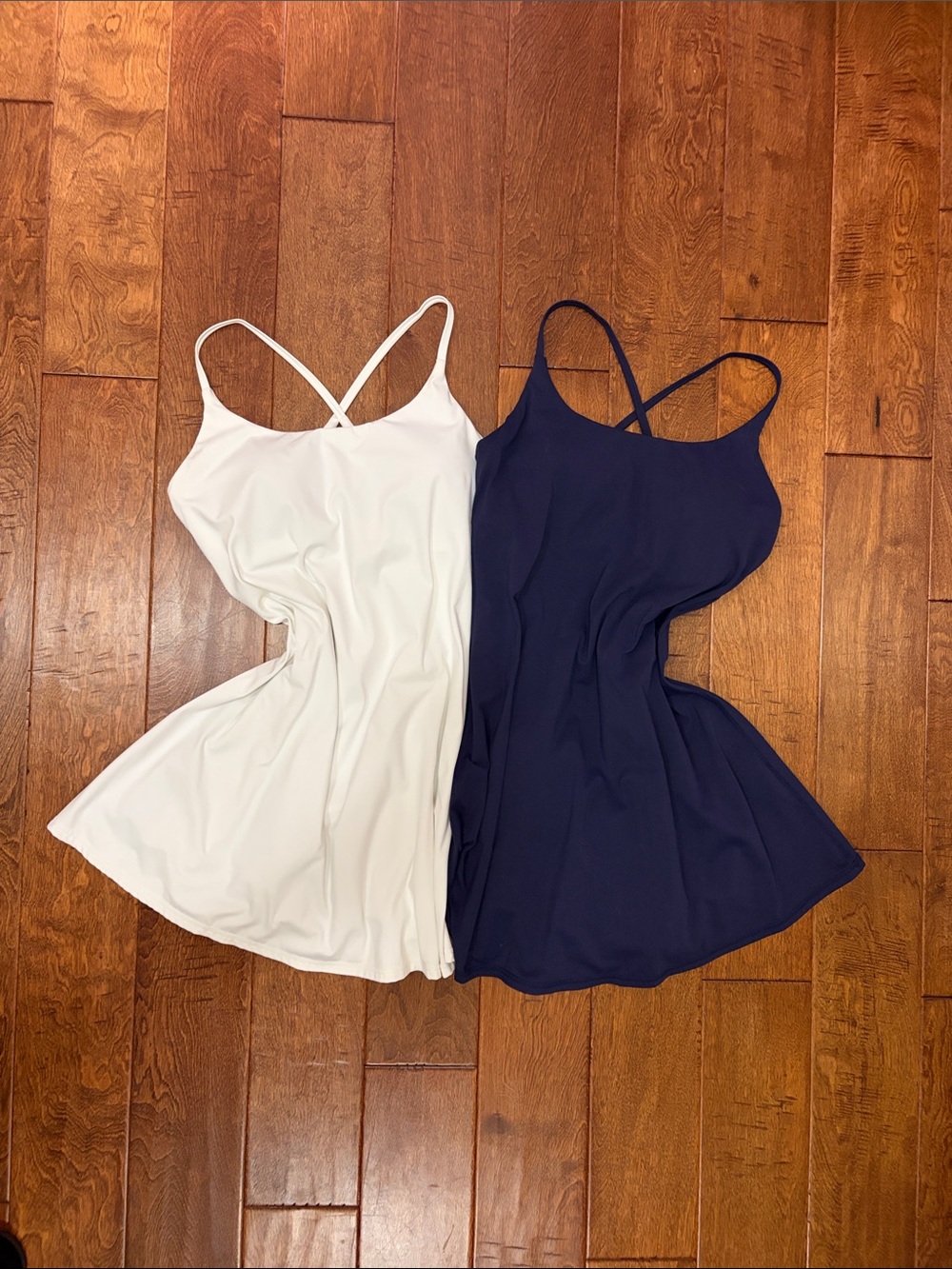 HALARA White and Navy Strappy Mini Dress Duo